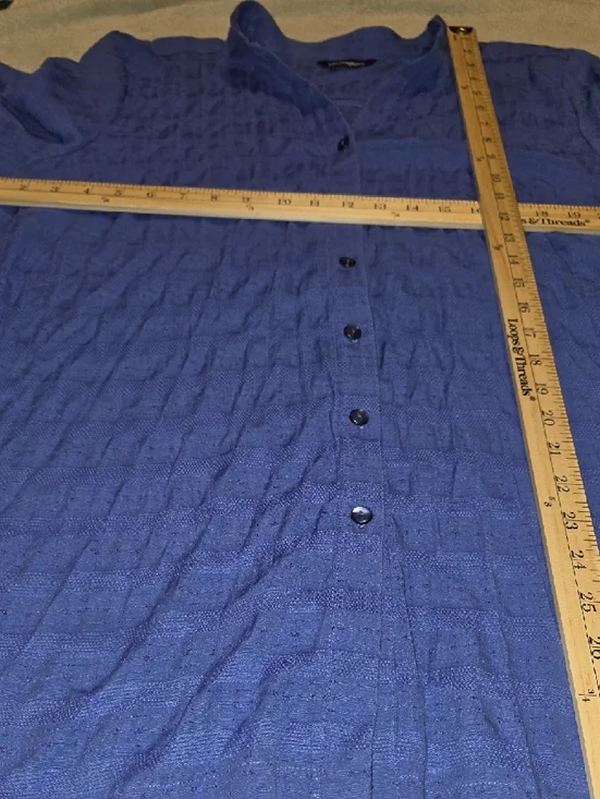 Penningtons Royal Blue Textured Button-Front Tunic - Picture 9 of 10